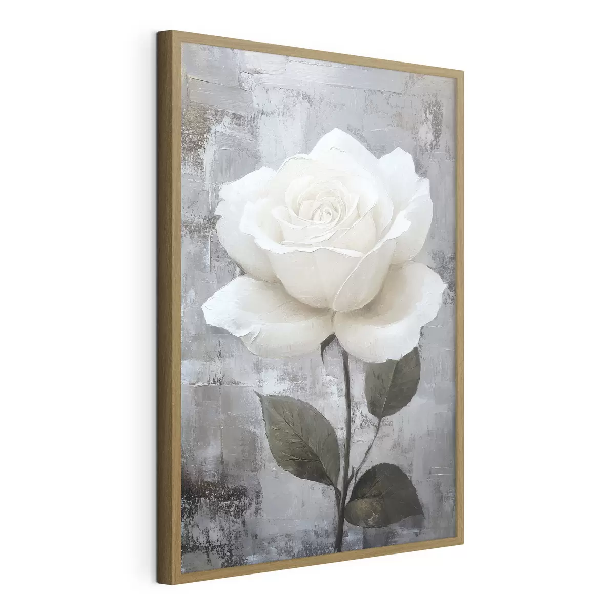 Poster Rosa blanca dibujada a mano sobre fondo de hormigón f42185