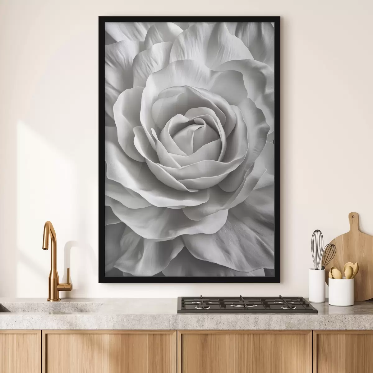 Poster Rosa grande blanca y negra f42186