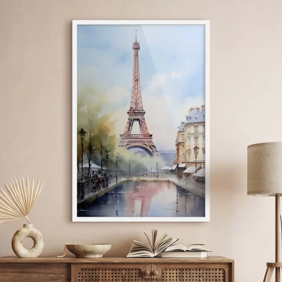murales de pared Vista de París en estilo acuarela f42192