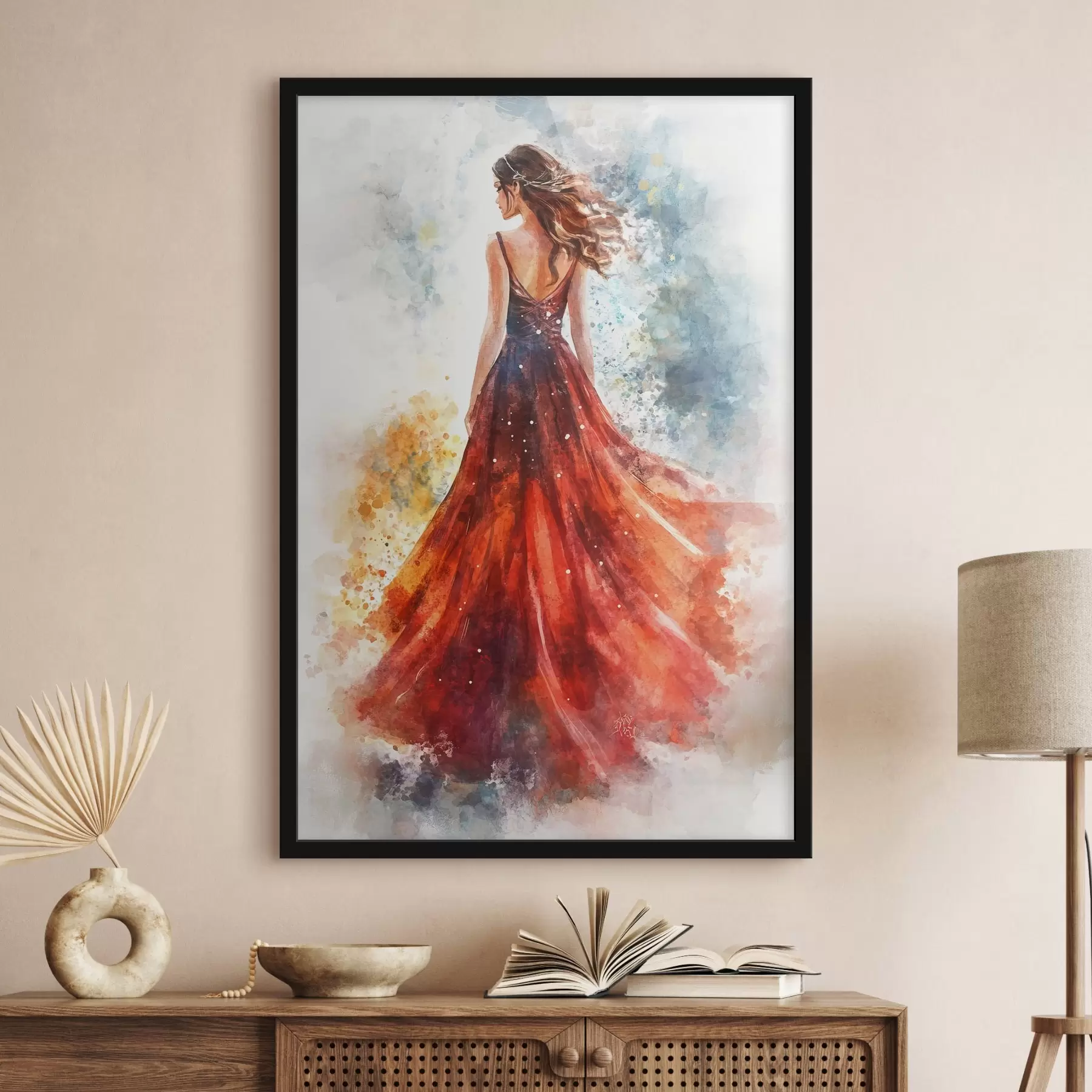 murales de pared Chica con un vestido rojo f42193