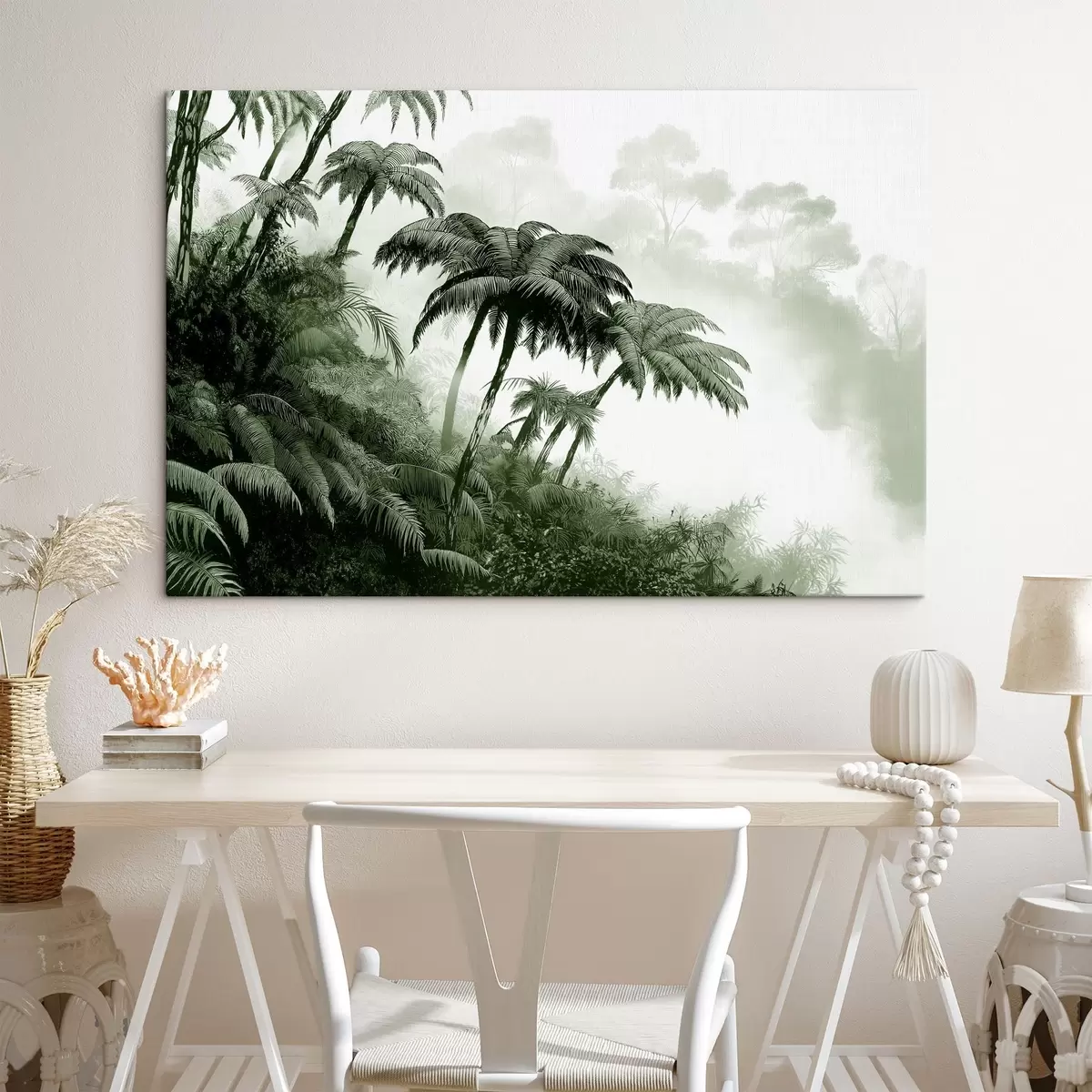 murales de pared Selva en la niebla, palmeras, naturaleza, colores verdes s42372v1