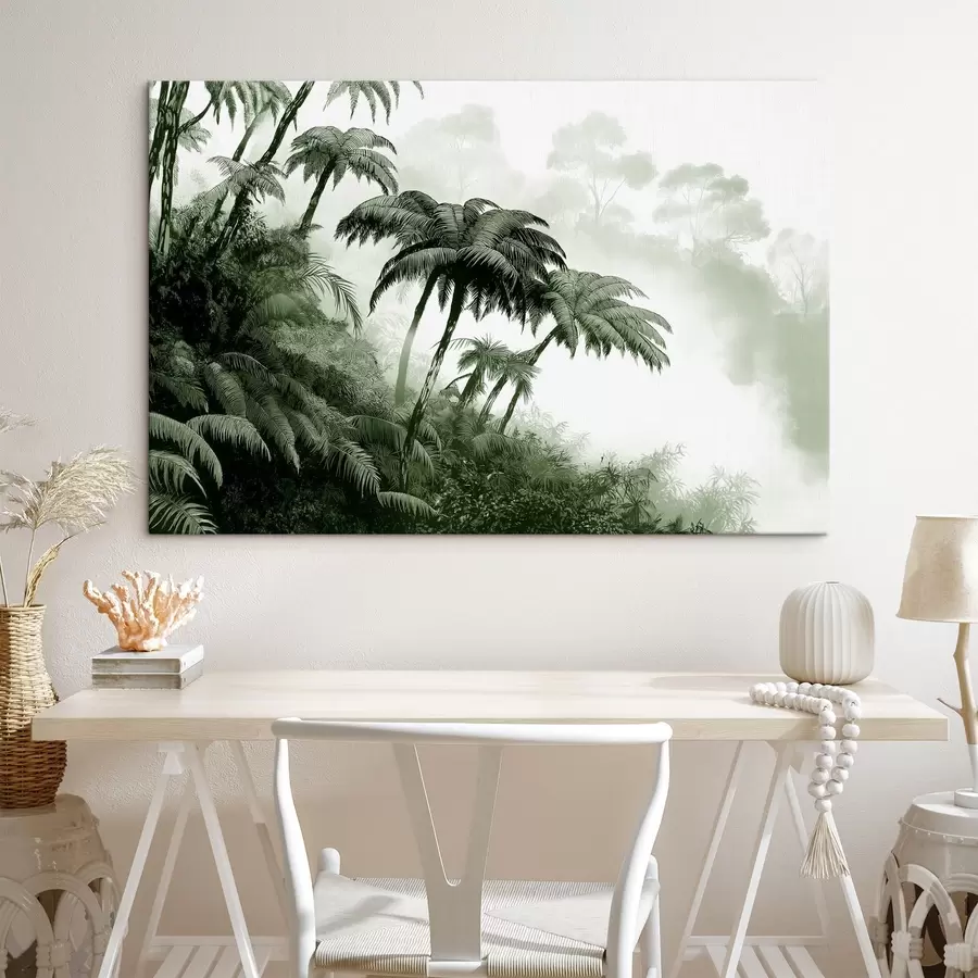 murales de pared Selva en la niebla, palmeras, naturaleza, colores verdes s42372v1