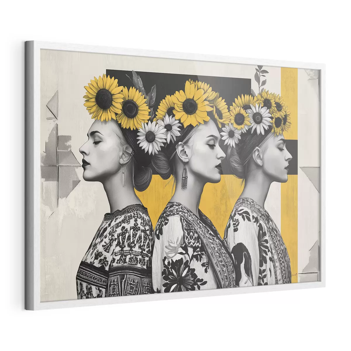Poster Las mujeres hermosas en étnico se cierran con las llaves del girasol f42378