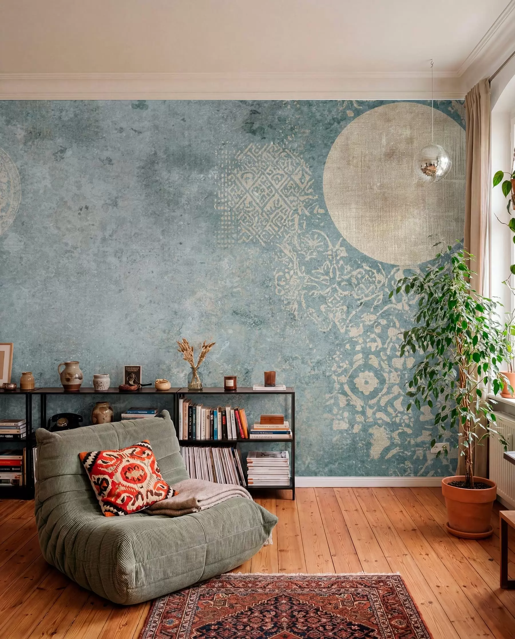 murales de pared Círculos amarillos sobre fondo envejecido w08627