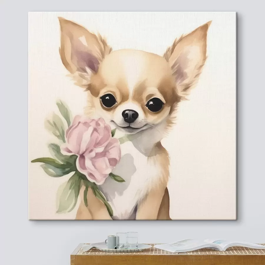 murales de pared Chihuahua y flor s42341