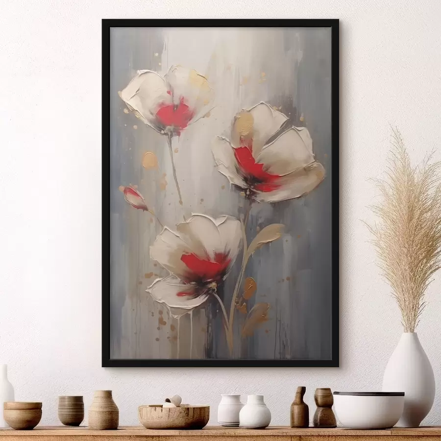 murales de pared Flores blancas y rojas f42345