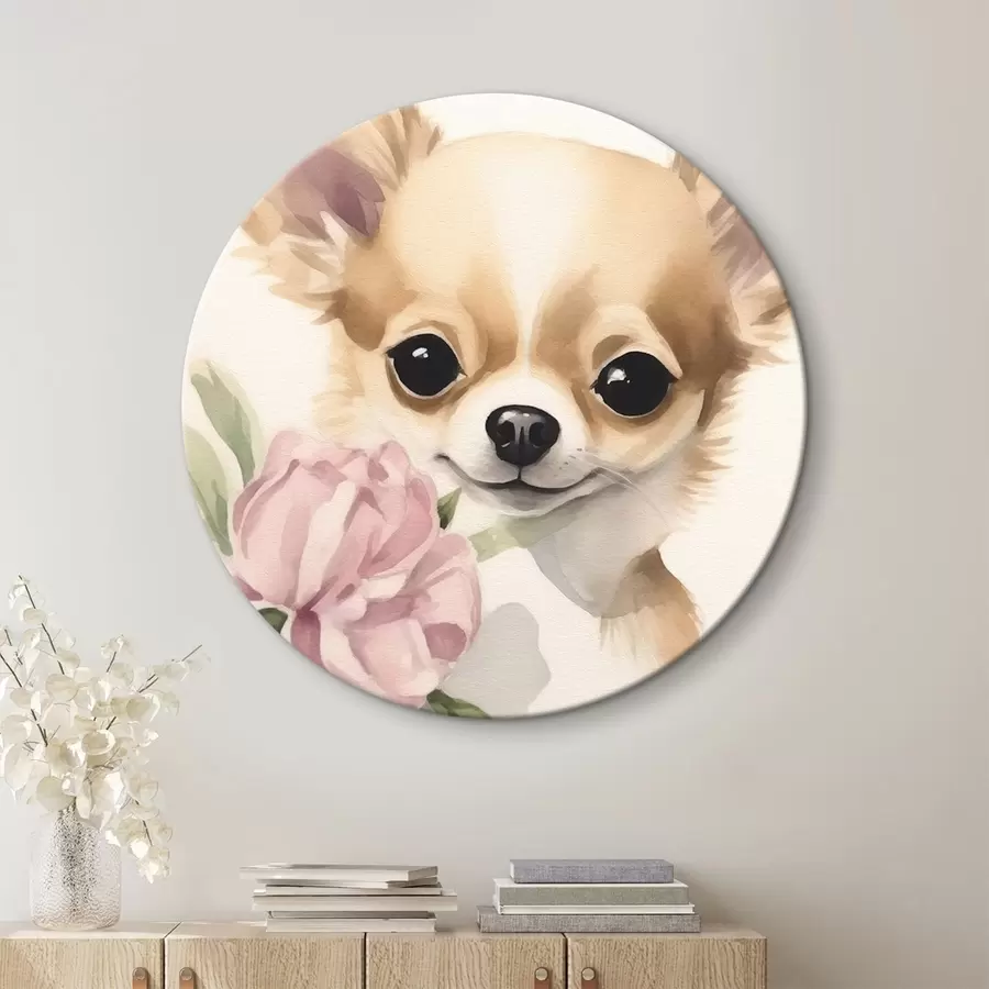murales de pared Chihuahua y flor r42341