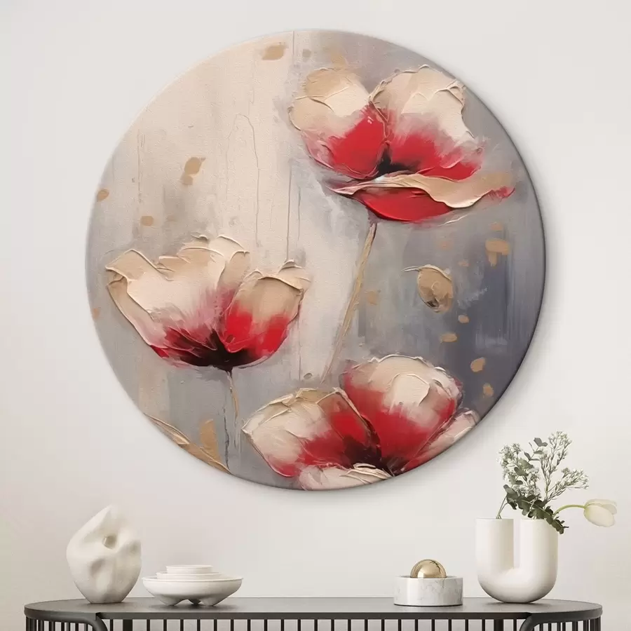 murales de pared Flores blancas y rojas r42346