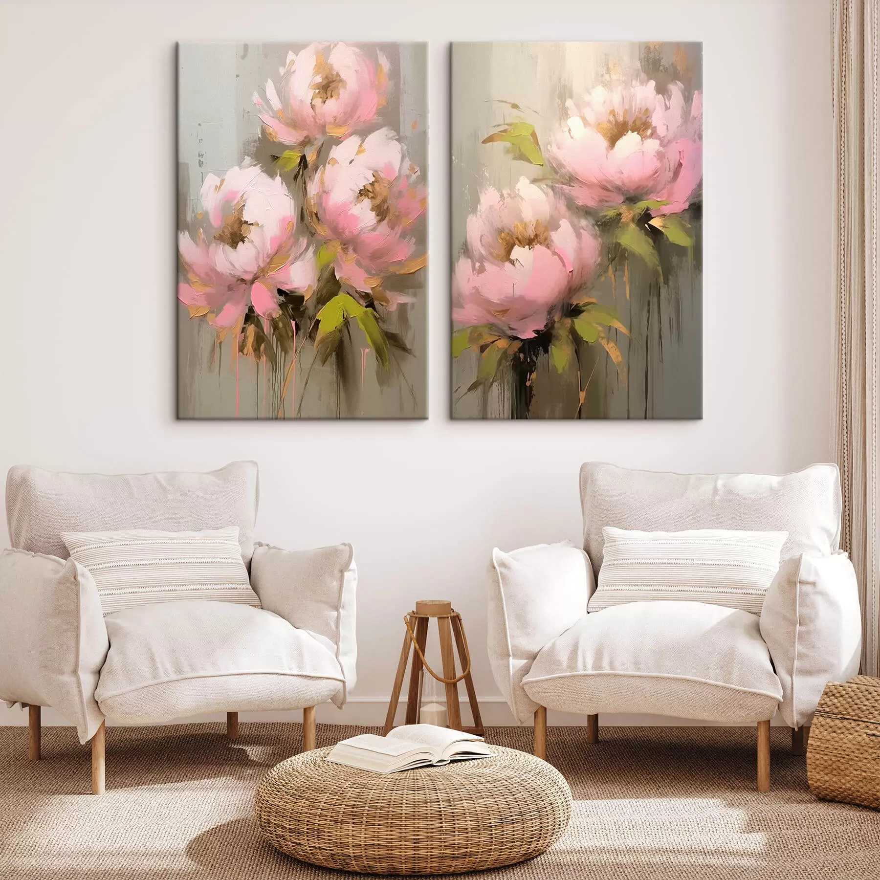 murales de pared Flores de peonía rosa m00401