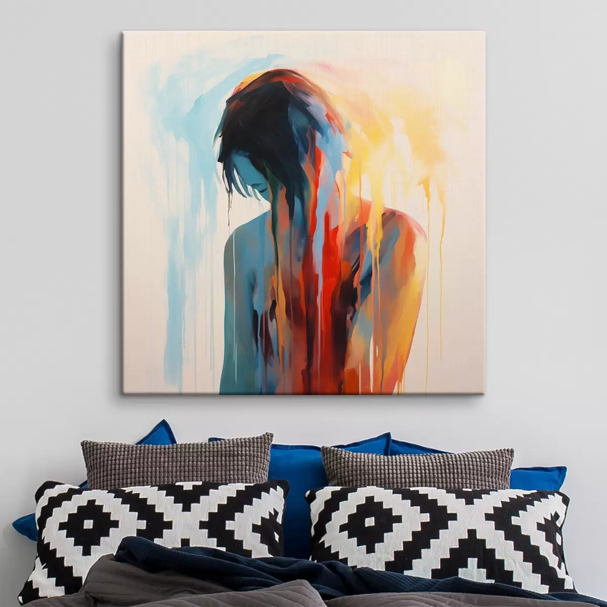 murales de pared Silueta de una chica con pinturas s42382