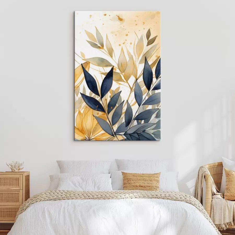 murales de pared Ramas claras y oscuras sobre fondo de acuarela s42394