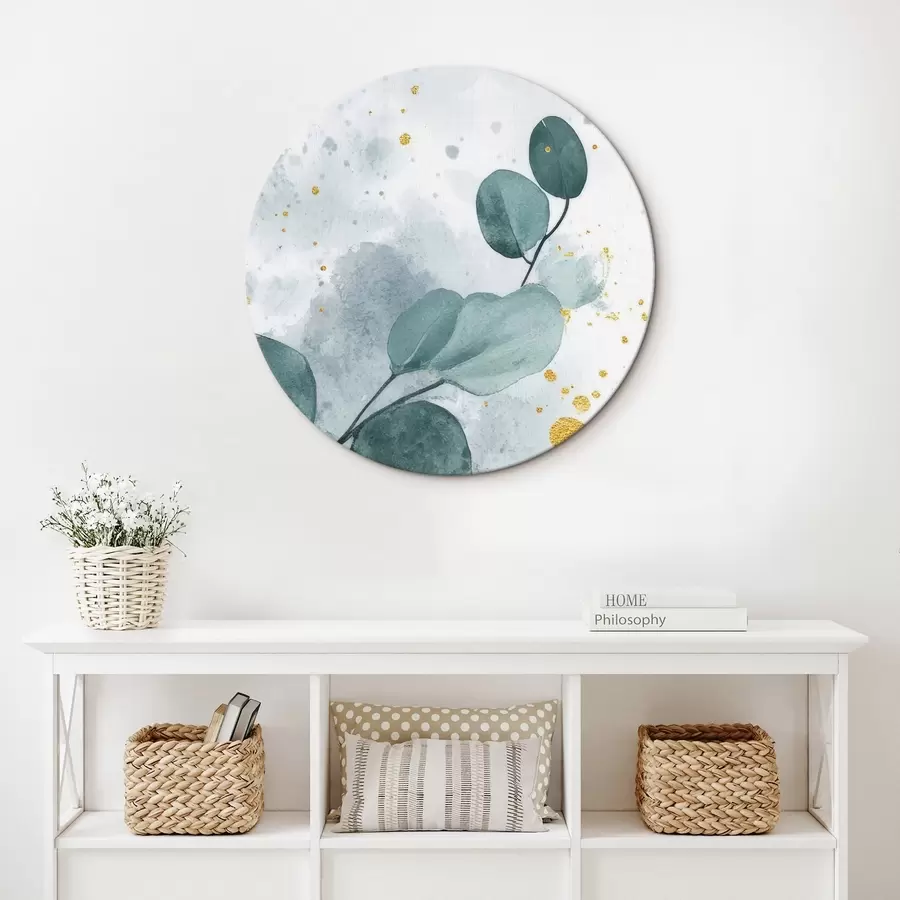 murales de pared Rama de eucalipto sobre un delicado fondo de acuarela r42389