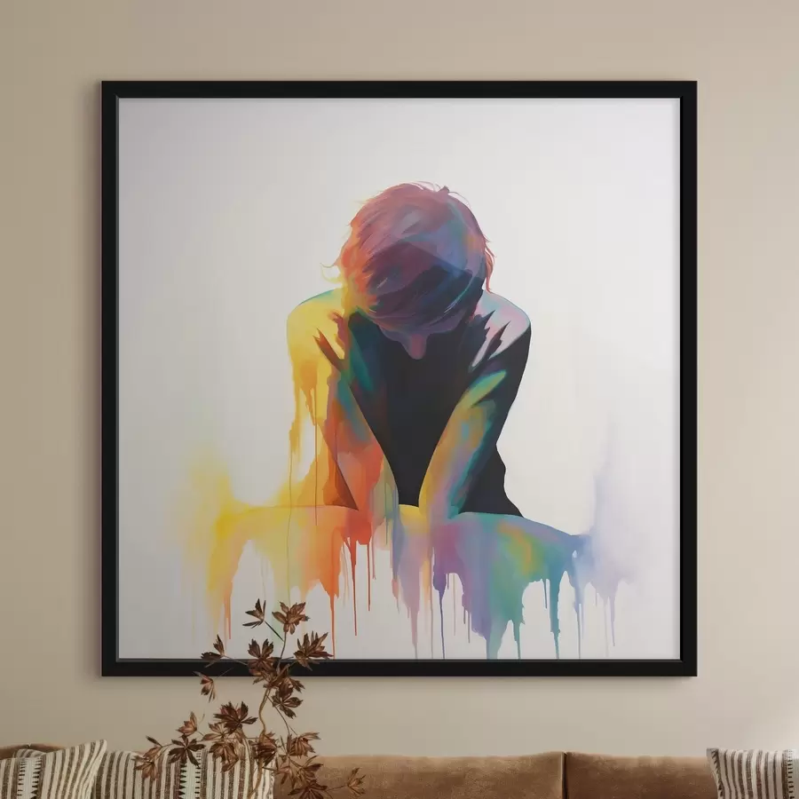 murales de pared Silueta de un chico con pinturas f42381