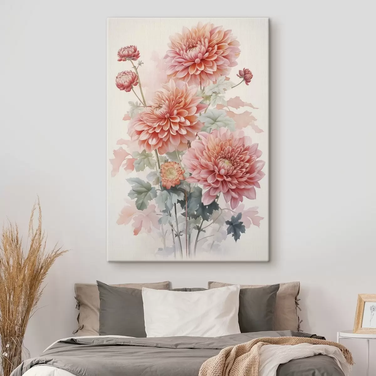 murales de pared Crisantemos imitación acuarela s42416