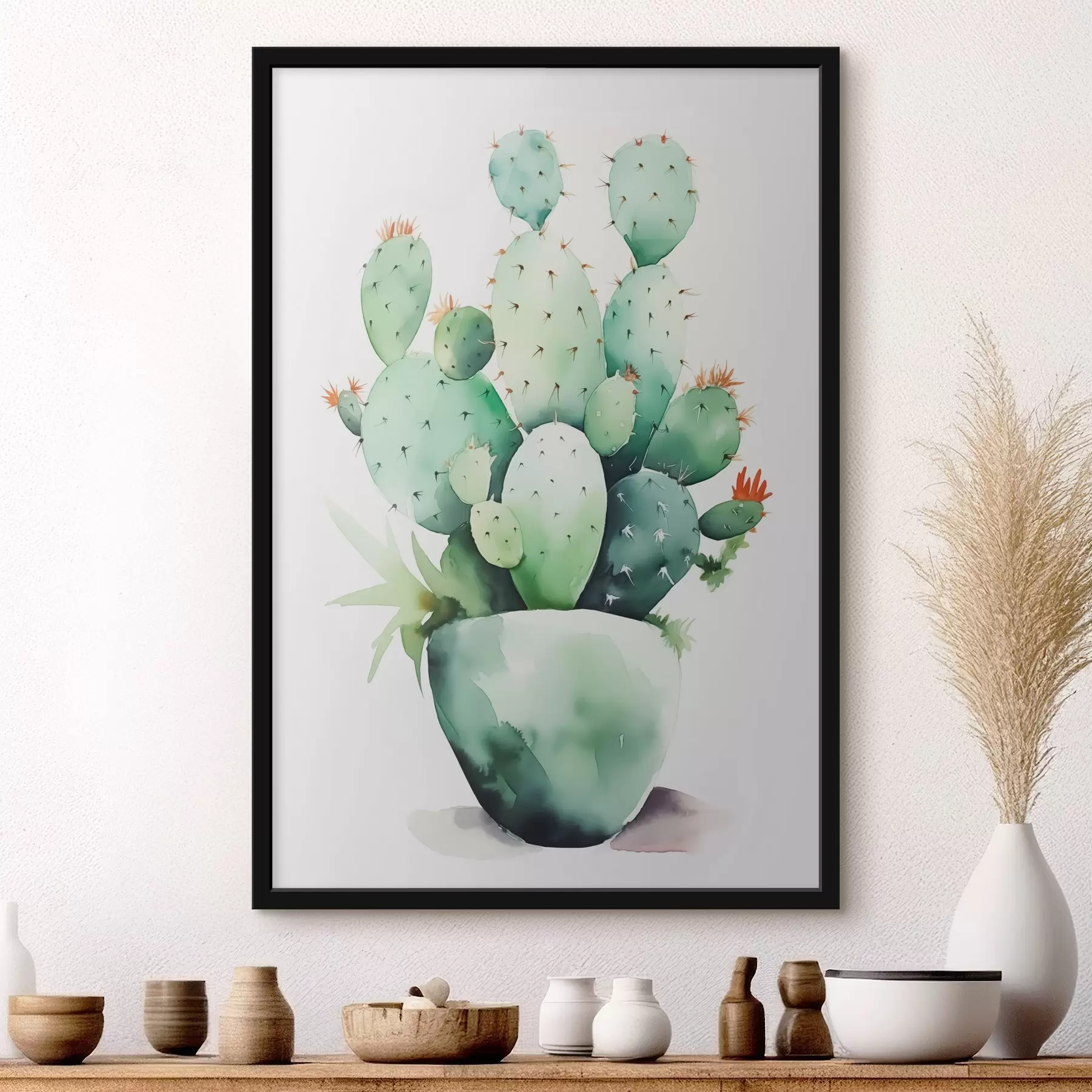 murales de pared Acuarela húmeda imitación cactus f42410