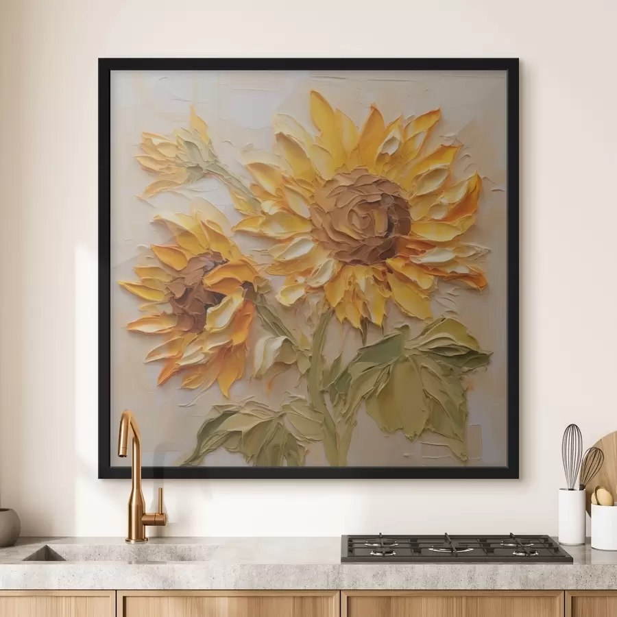 murales de pared Girasoles imitación trazos de pintura f42411