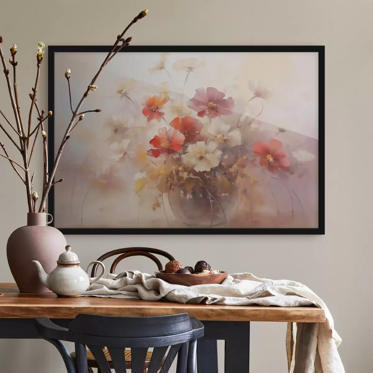 Poster Flores en un jarrón imitación de pintura f42413