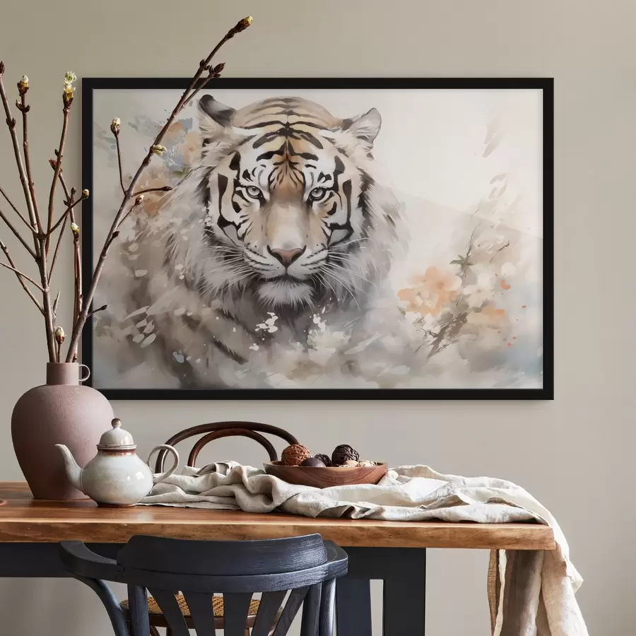 murales de pared Retrato abstracto de un tigre entre manchas f42421