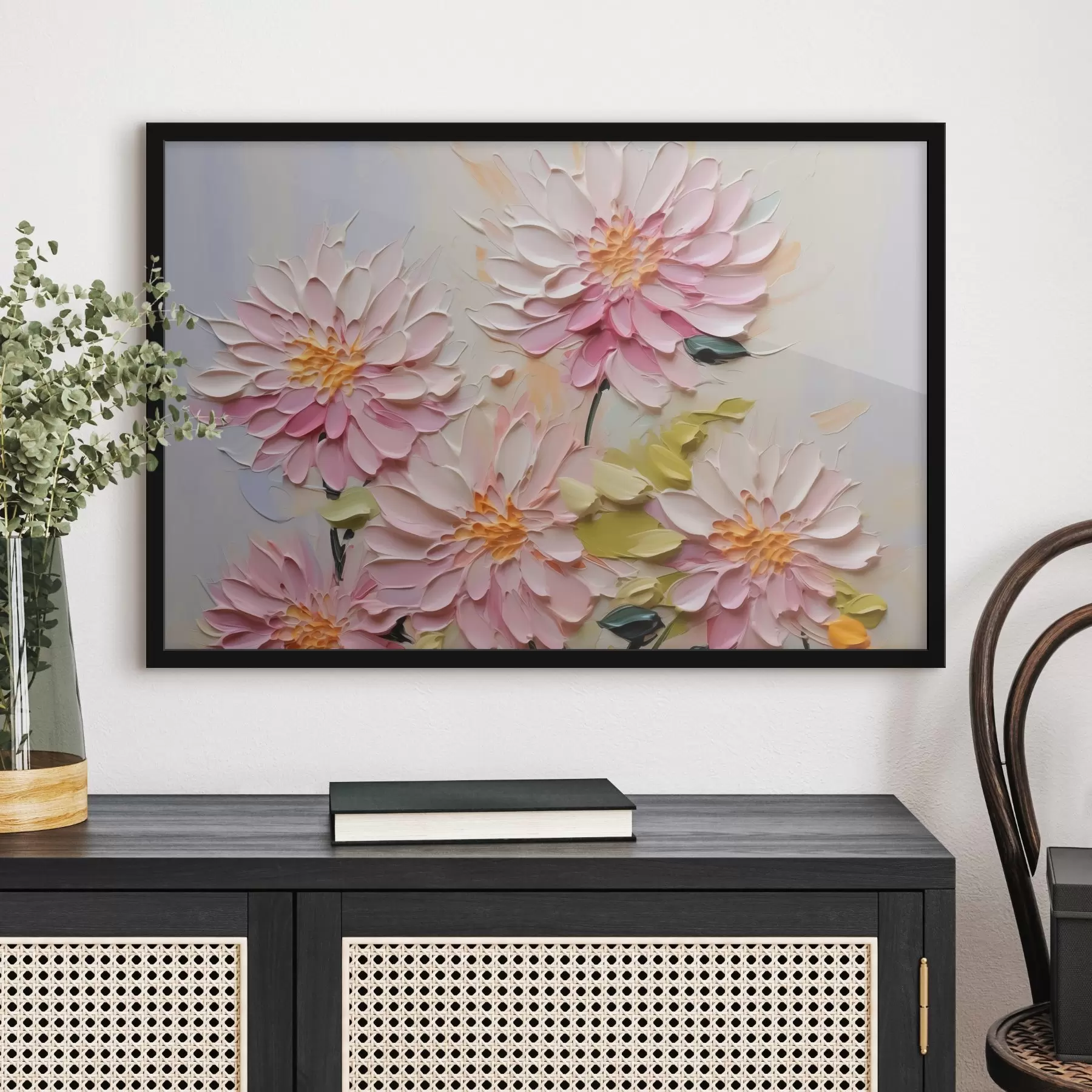 murales de pared Crisantemos imitación de trazos de pintura f42423