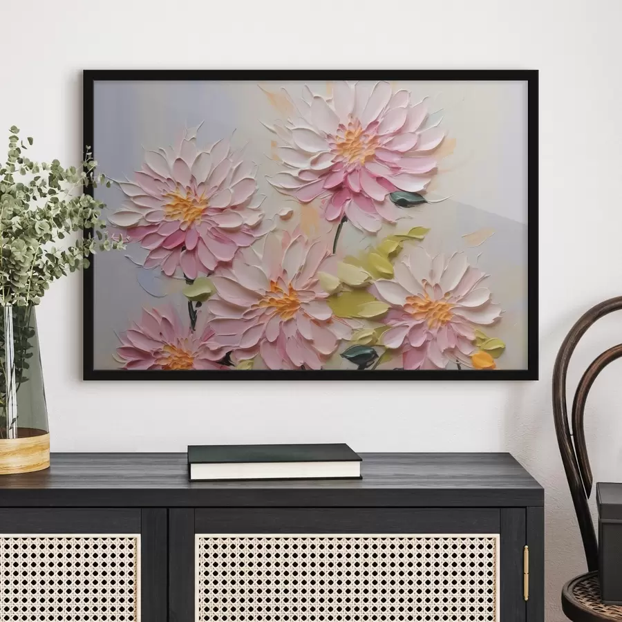 murales de pared Crisantemos imitación de trazos de pintura f42423