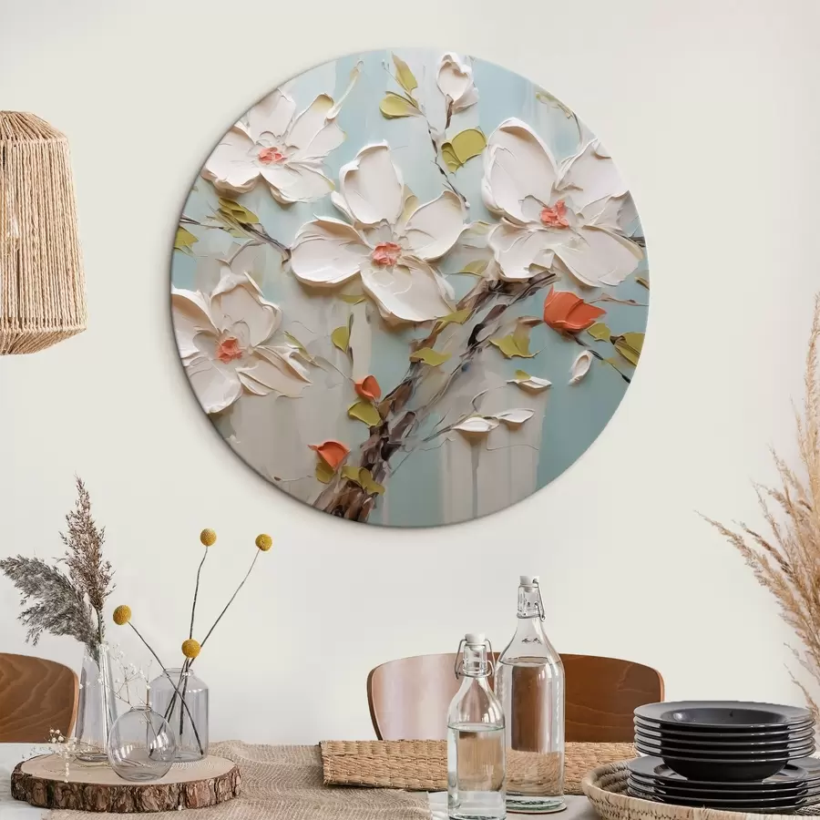 murales de pared Flores blancas imitación trazos de pintura r42417