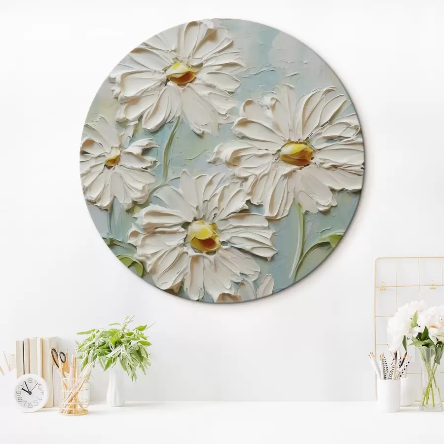 murales de pared Margaritas blancas imitación de trazos de pintura r42422