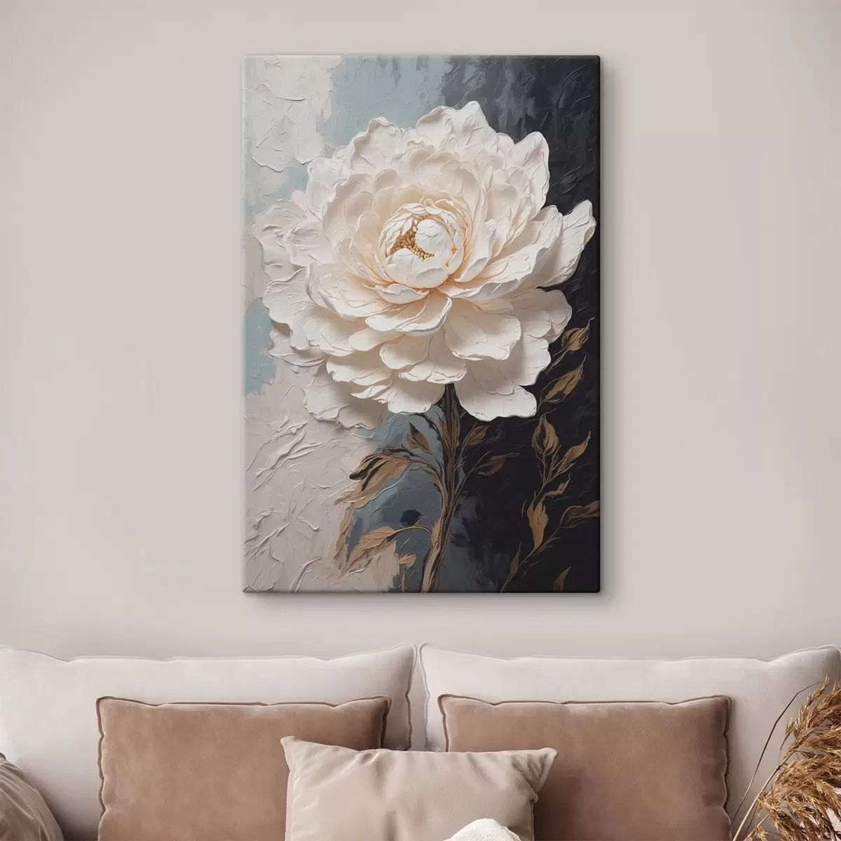 murales de pared Flor sobre fondo de óleo blanco y negro s42249