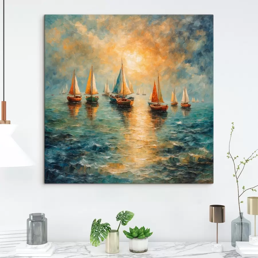 murales de pared Barcos navegando hacia el atardecer s42251