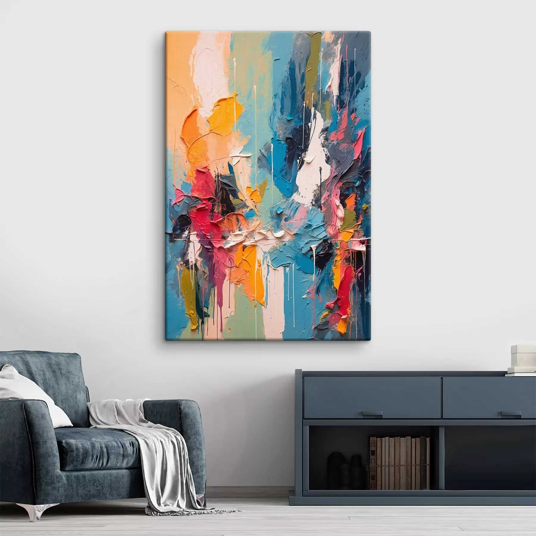 murales de pared Pintura abstracta multicolor al óleo s42256