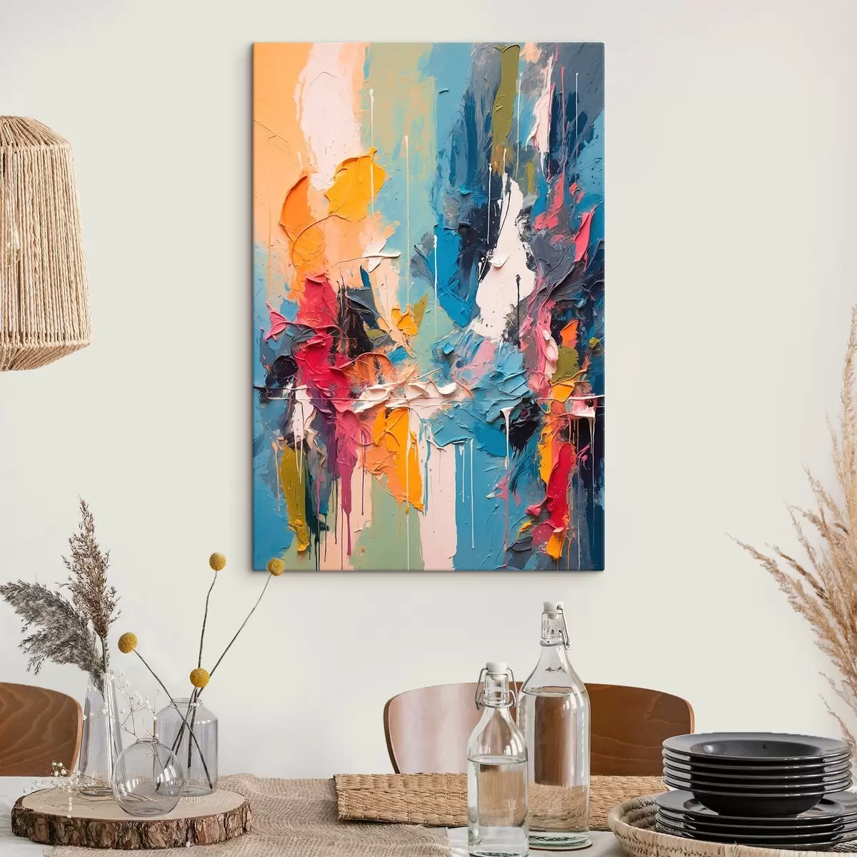 murales de pared Pintura abstracta multicolor al óleo s42256