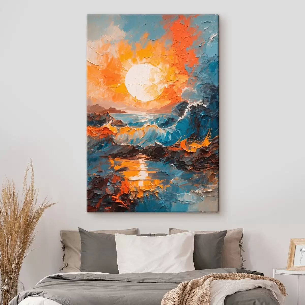 murales de pared Mar tormentoso y sol al óleo s42257