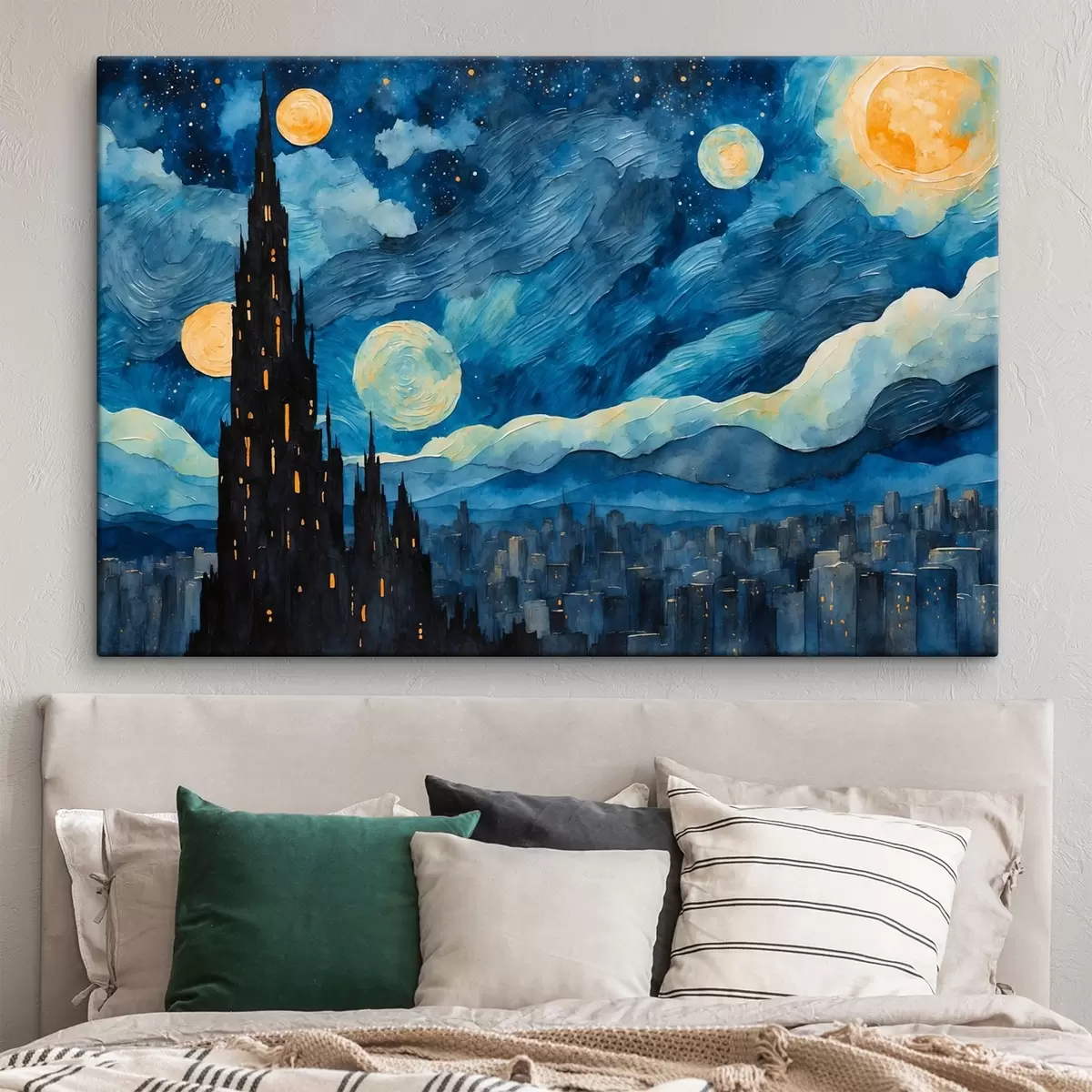 murales de pared Ciudad nocturna al óleo s42268