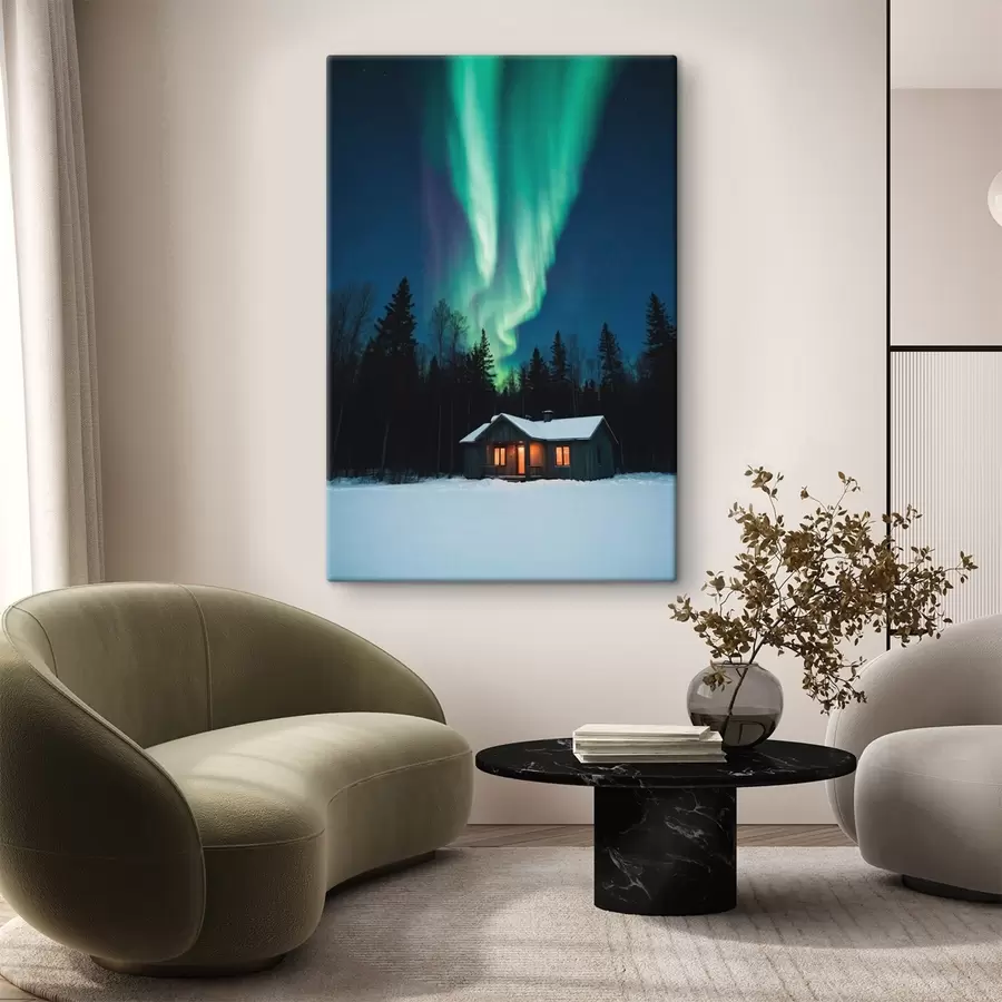 murales de pared Cabaña en un bosque invernal s42277