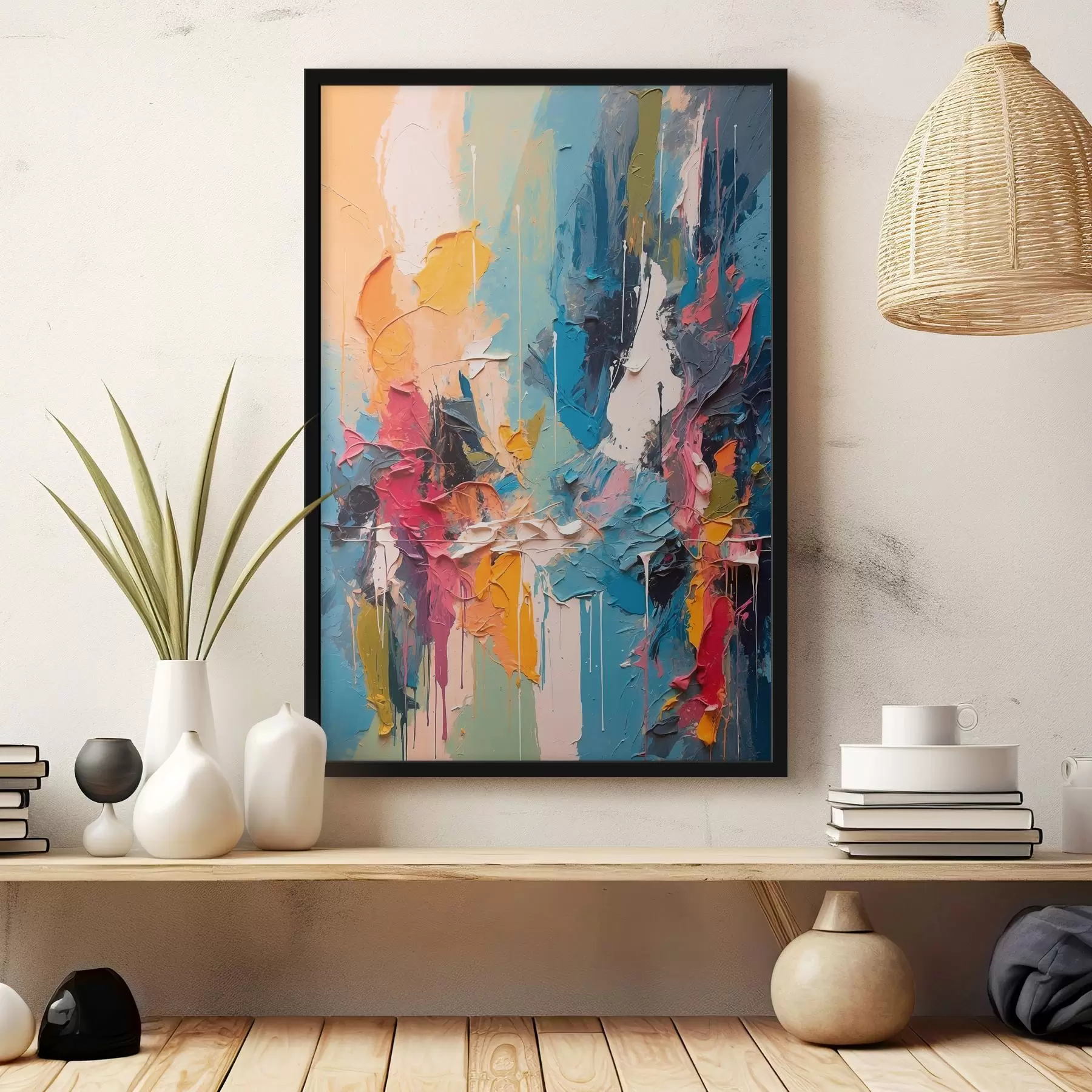 murales de pared Pintura abstracta multicolor al óleo f42256