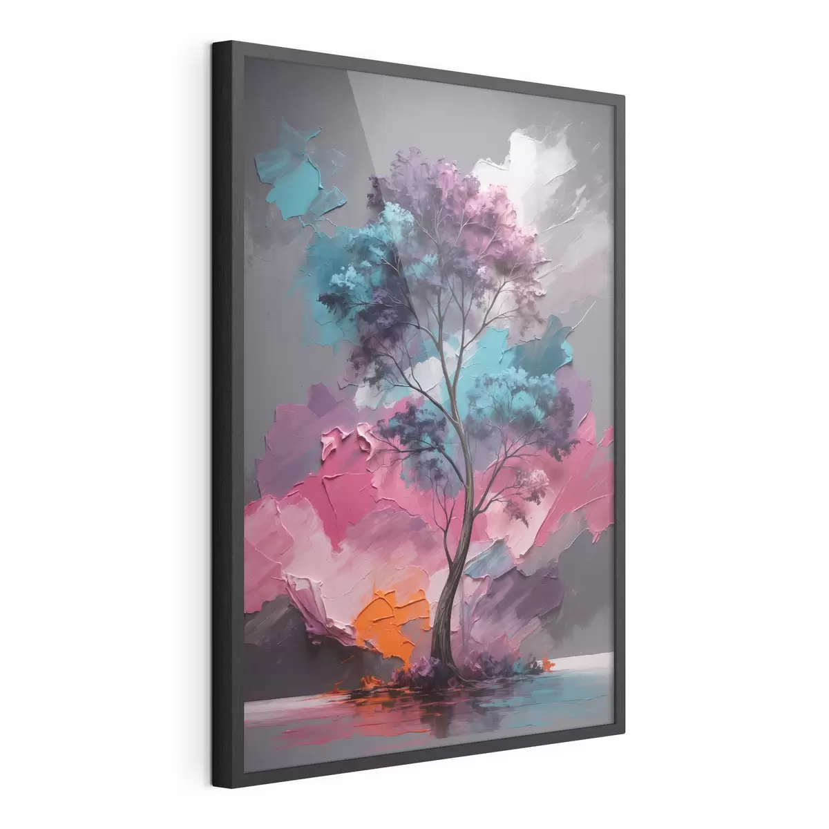 Poster Árbol sobre fondo gris rosado f42262