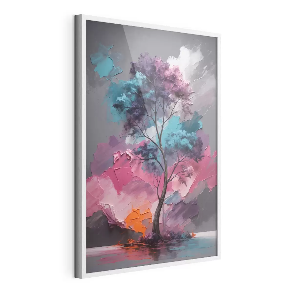 Poster Árbol sobre fondo gris rosado f42262