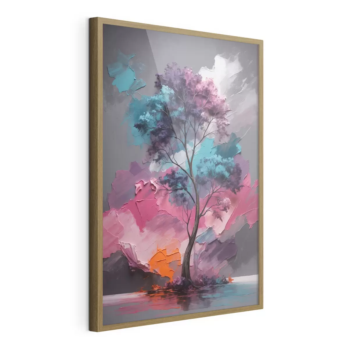 Poster Árbol sobre fondo gris rosado f42262