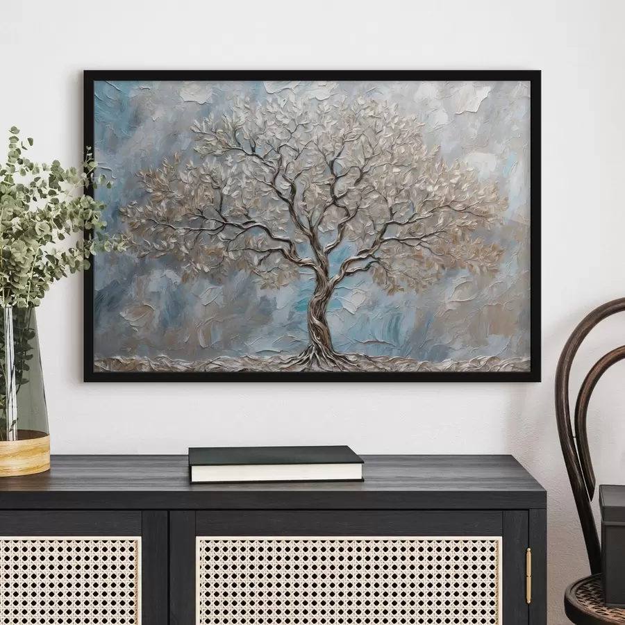 murales de pared Árbol plateado sobre fondo gris azulado f42273