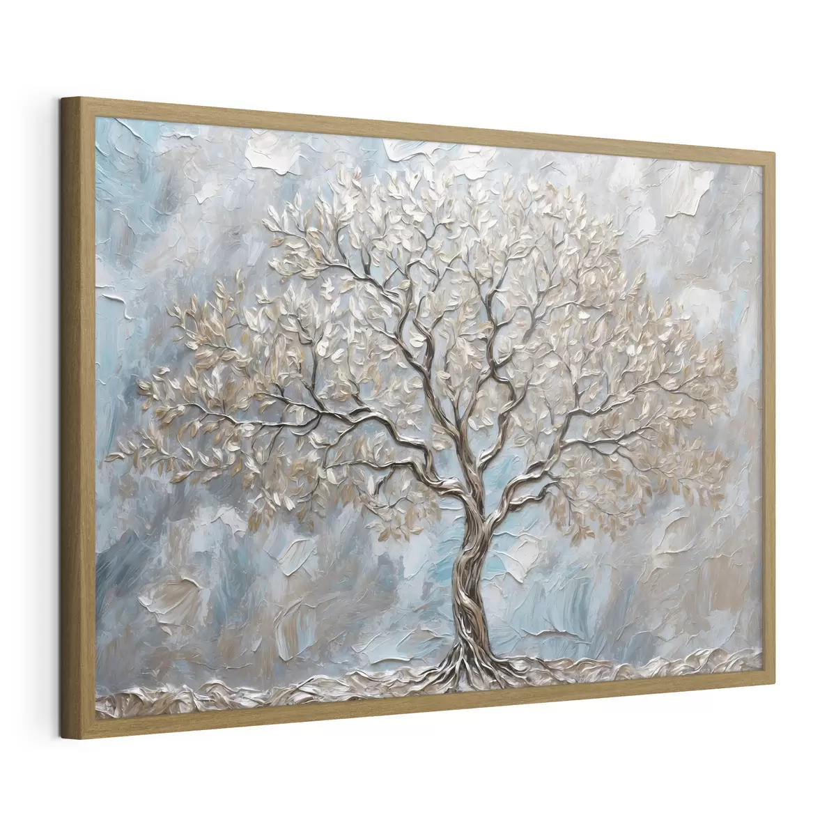 Poster Árbol plateado sobre fondo gris azulado f42273