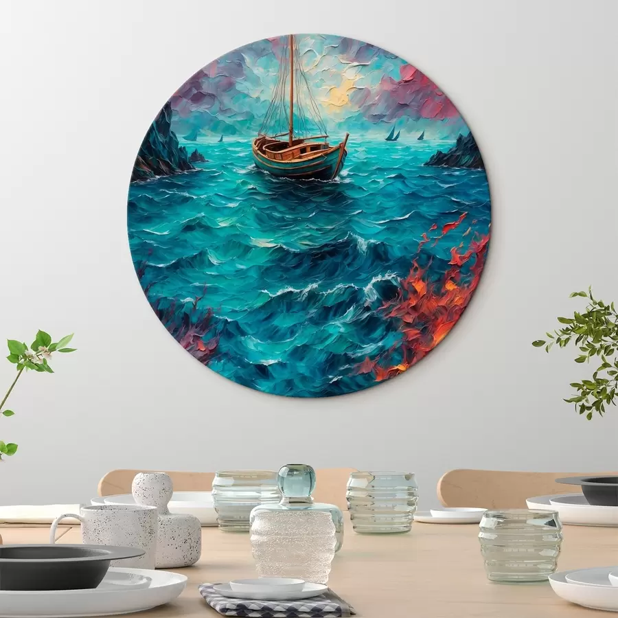 murales de pared Barco navegando en un mar embravecido r42250