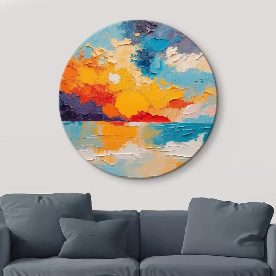 murales de pared Vista del mar y el sol al óleo r42258