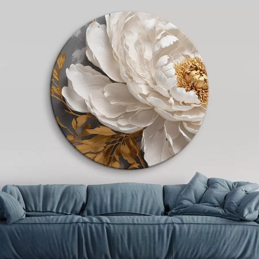 murales de pared Peonía blanca sobre fondo gris r42260