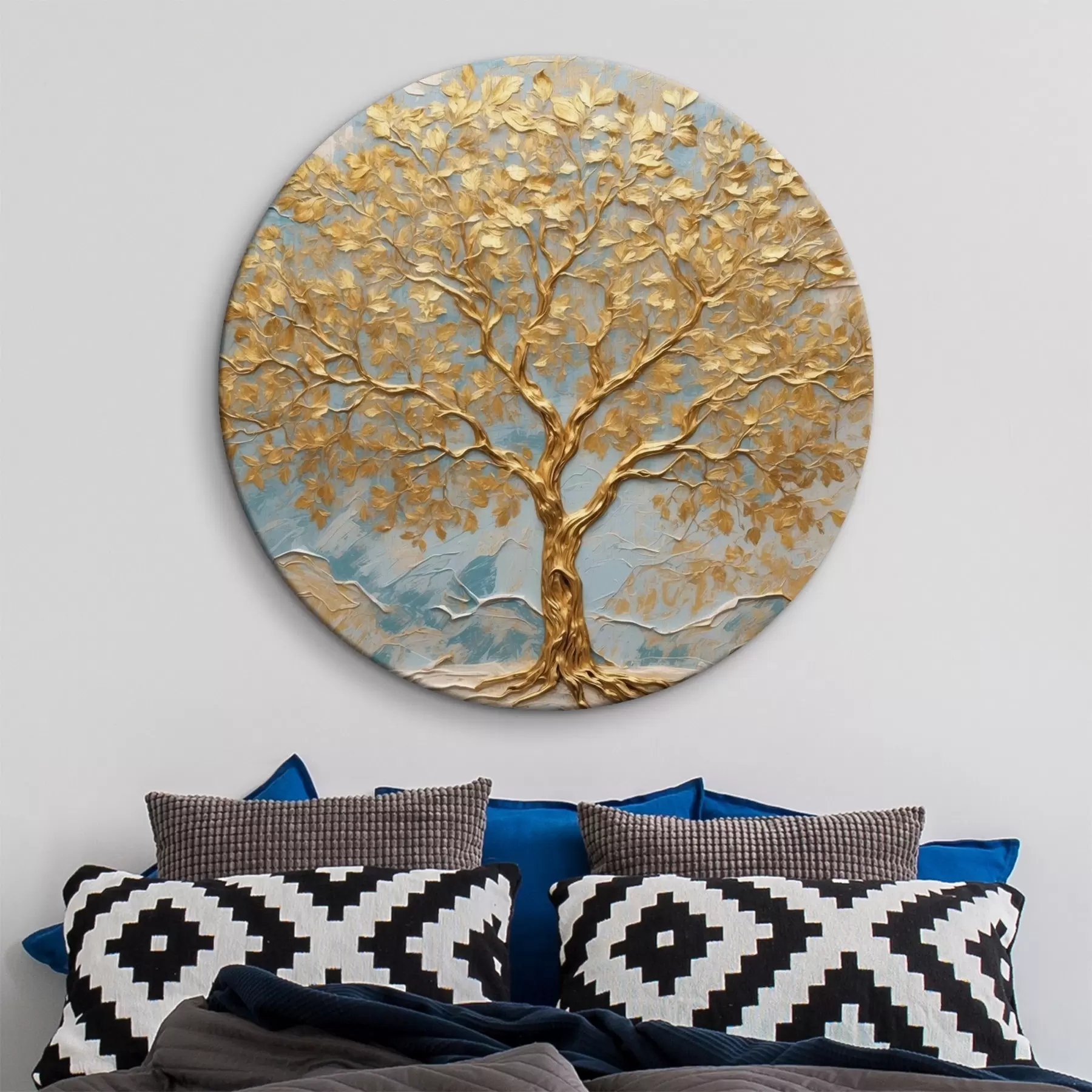 murales de pared Árbol amarillo sobre fondo blanco y azul r42266