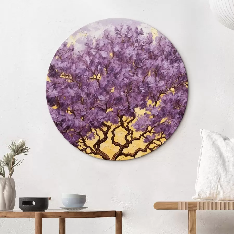 murales de pared Árbol morado sobre fondo amarillo-folotol r42272