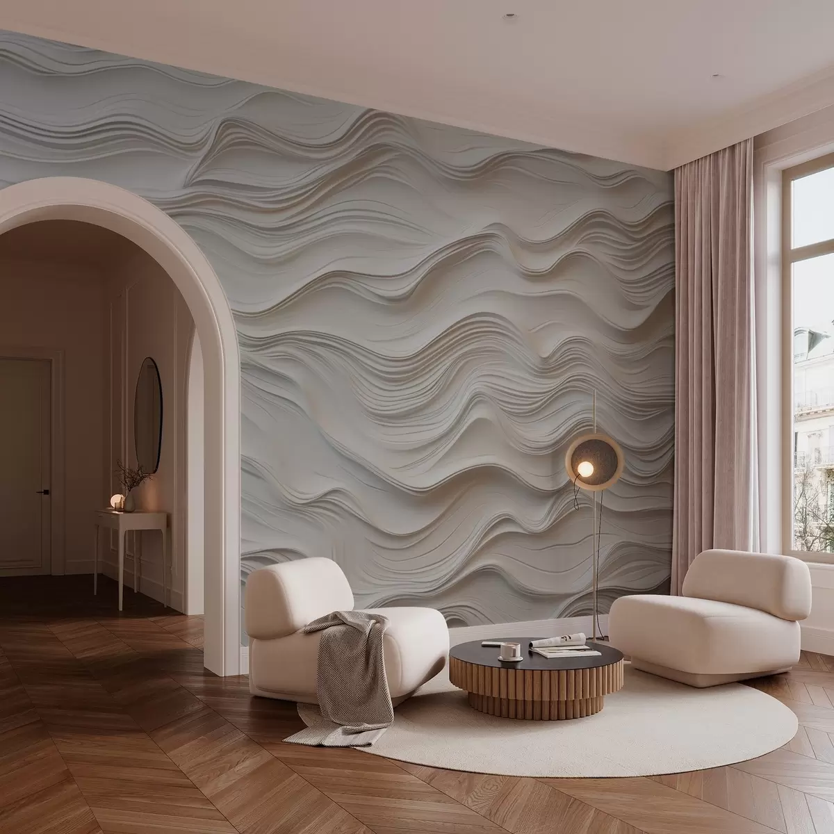 murales de pared Imitación abstracta de un motivo ondulado en relieve w02790
