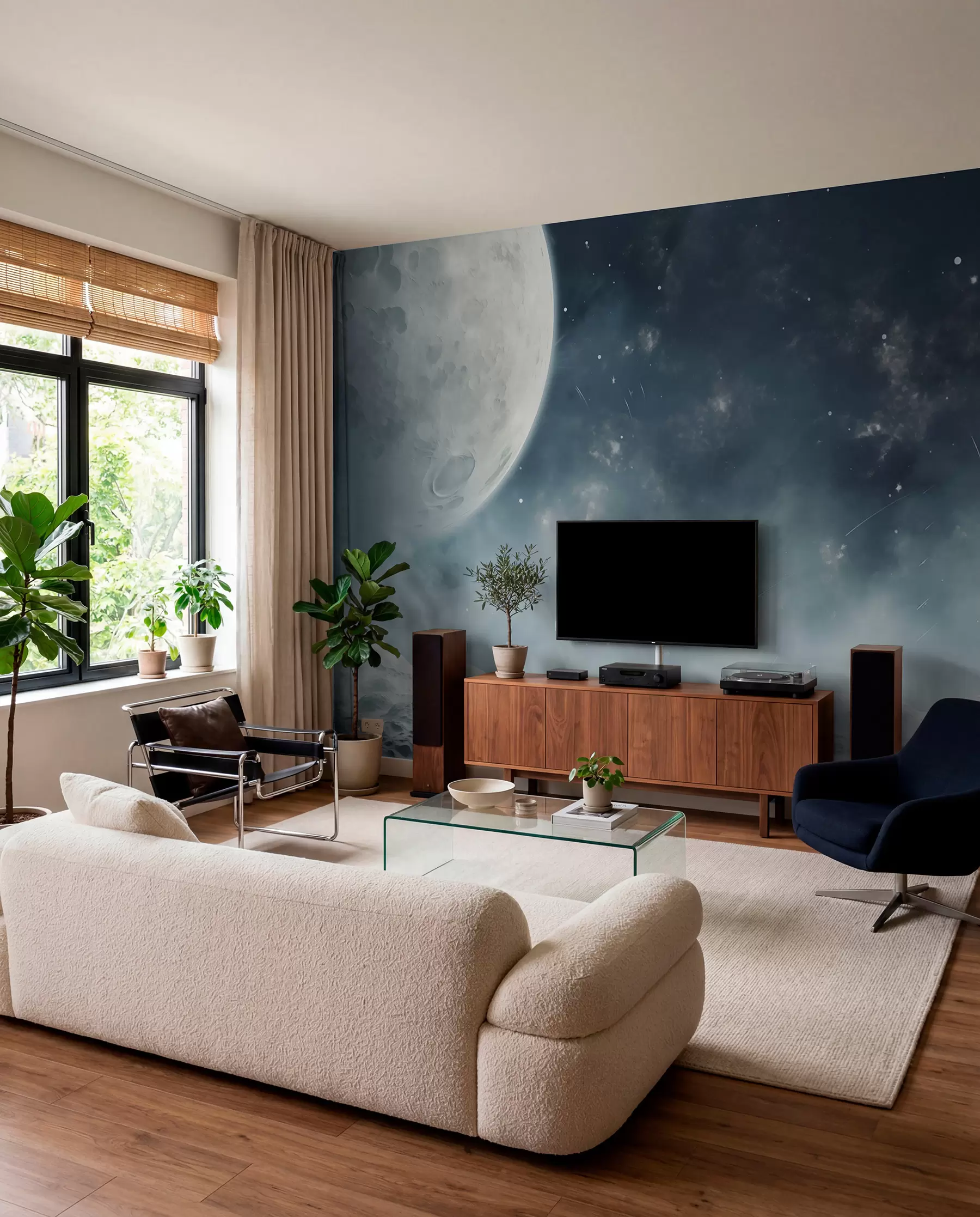 murales de pared Luna sobre cráteres en calma w02797