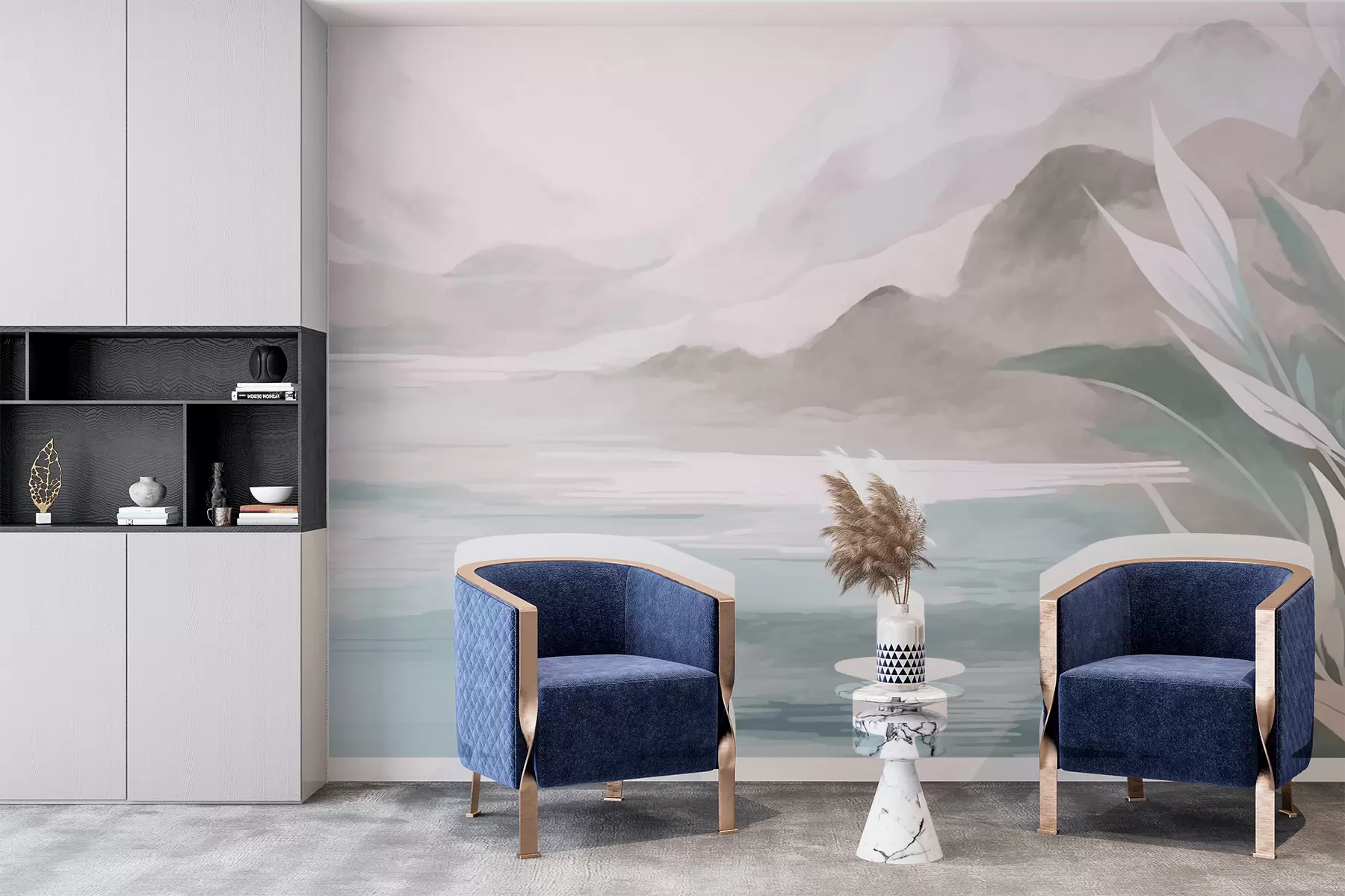 murales de pared Lago de montaña con pendientes w02818