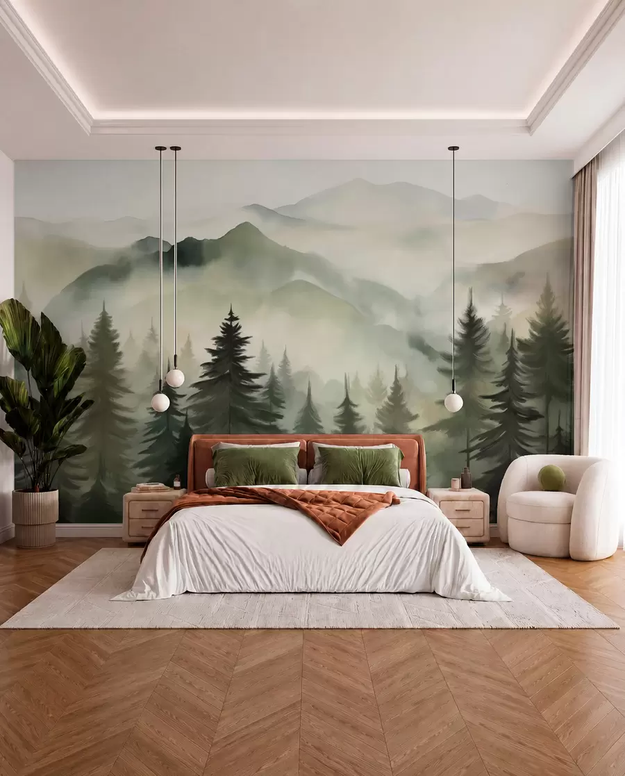 murales de pared Sierras verdes al alba w08639