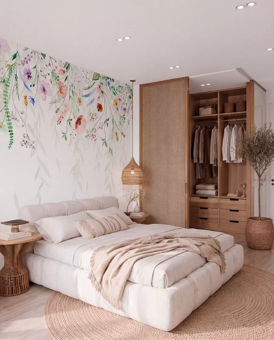 murales de pared Cintas de flores en acuarela w08646
