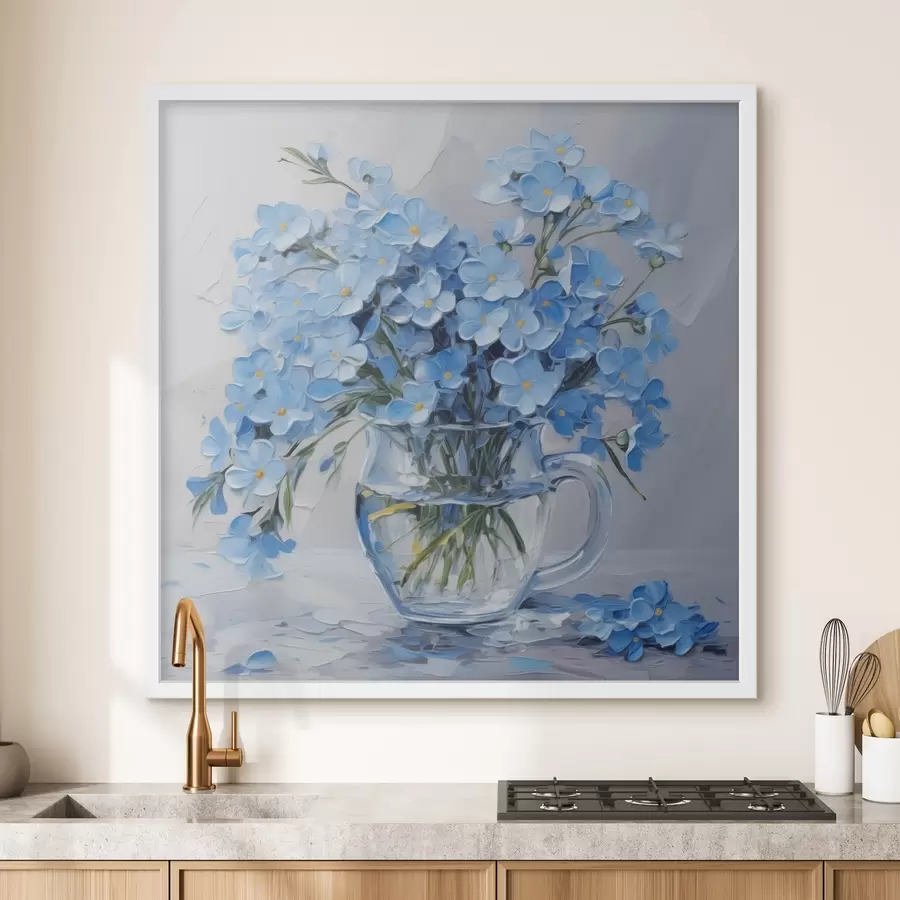 murales de pared Flores azules en un jarrón transparente imitación de pintura f42467